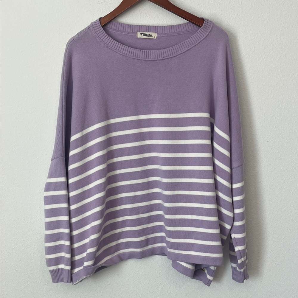 ANSELMI Purple and White Striped Sweater One Size